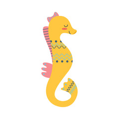 Seahorse, sea animal. An inhabitant of the sea world, a cute underwater creature.