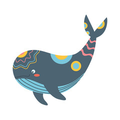 Whale, sea animal. An inhabitant of the sea world, a cute underwater creature.