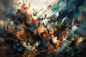 Abstract modern art battle collage, illustration. Generative AI