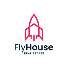 Modern logo combination of rocket and house. It is suitable for use as a home buying and selling logo.