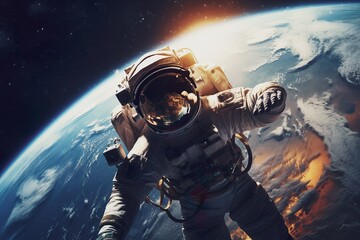 AI generated image of astronaut above earth