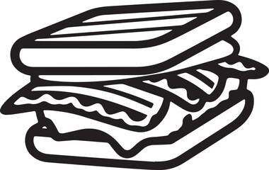 sandwich thin line icon, black color, isolated