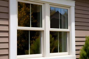 Double Hung Vinyl Window in a House With Vinyl Siding