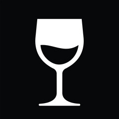 vine glass icon, black, vector illustration 
