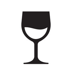 vine glass icon, black, vector illustration 