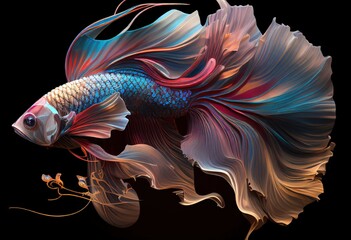 Beauty fantasy fighting fish art illustration. Ai generative.