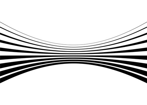 Pattern of black curved lines on a white background. Modern striped background.