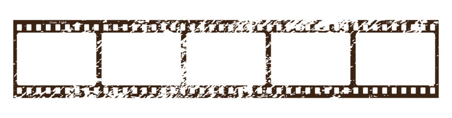 Vintage style 35mm film strip retro vintage vector design with five frames on white background. Retro film reel symbol illustration to use in photography, television, cinema, photo frame.
