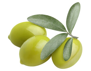 Delicious olives with leaves, cut out