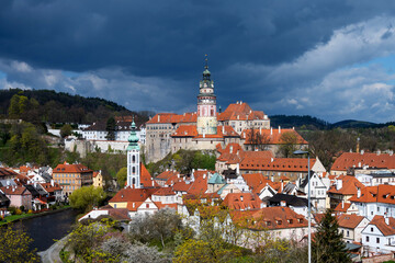 Fototapeta premium Old castle and buildings in historical centre of Cesky Krumlov.