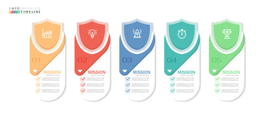 Infographic design template. timeline with icons and 5 options or steps. Can be used for process, presentations, layout, banner, web design vector illustration.