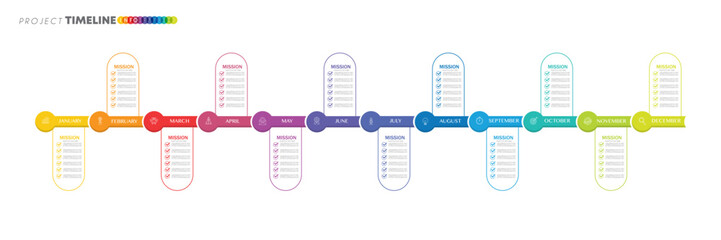 infographic Project timeline graph for 12 months modern diagram calendar, presentation vector infographic.