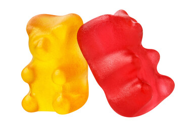 Delicious jelly gummy bears, cut out