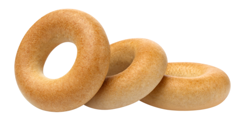 Fresh delicious bread rings (bagels, sushki or baranki), cut out