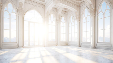 Fototapeta na wymiar White Palace Marble Luxury Interior Colonnade Room.