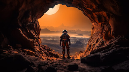A space astronaut exploring planet Mars, Generative AI