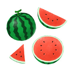 Fresh Watermelon. hand drawn illustration, isolated on white background