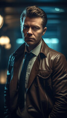 Abstract painting concept. Handsome man lawyer. Advocate. Generative AI. 