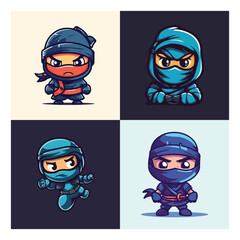 Obraz na płótnie Canvas cartoon character mascot logo for game company with cute ninja character mascot