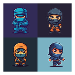 Obraz na płótnie Canvas cartoon character mascot logo for game company with cute ninja character mascot