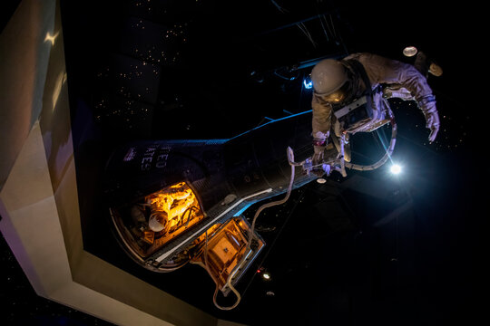 Houston USA 4th Feb 2023: the Gemini V in Space Center Houston.
It was a 1965 crewed spaceflight in NASA's Project Gemini.
It was the third crewed Gemini flight.
