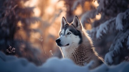 Obraz premium husky in the snow