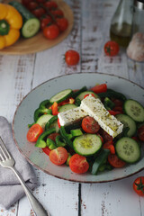 Traditional Greek salad on the plate