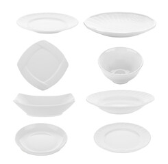 set of plate and bowl on transparnt png