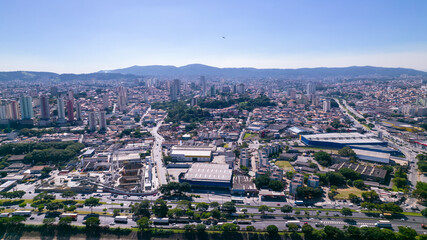 Aerial view of the Barra Funda neighborhood, on Marginal Tietê in São Paulo, Brazil. Avenue that crosses the city