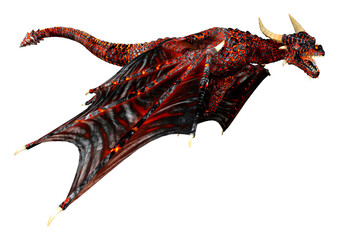 3D Rendering Fairy Tale Dragon on White