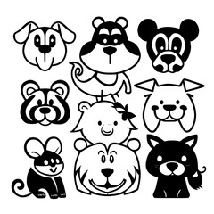 cartoon characters vector design black and white