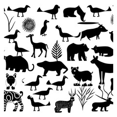 cartoon characters vector design black and white