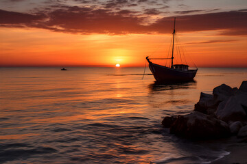 Sunset on the sea, ocean, sunset on the beach, sunset landscape