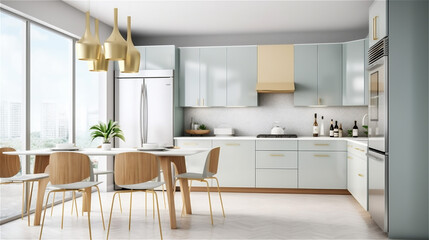 Generative AI, Sleek and Functional Mid-Century Modern Kitchen Design