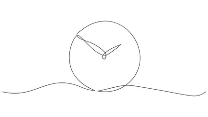 Continuous one line drawing Clock icon on white background.Vector