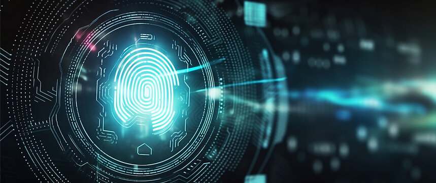 Fingerprint scanning, biometric authentication, cyber security and fingerprint password.