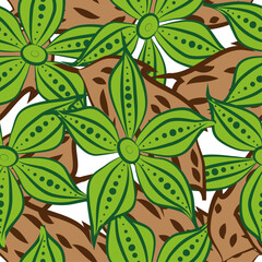 Seamless flowers and leaves illustration