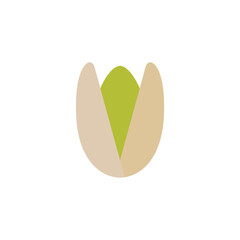 Pistachio flat design vector illustration isolated on white background. can be used for organic product. Culinary ingredient.
