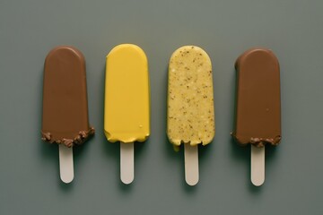 ice cream set, passion fruit and chocolate flavor ice pops