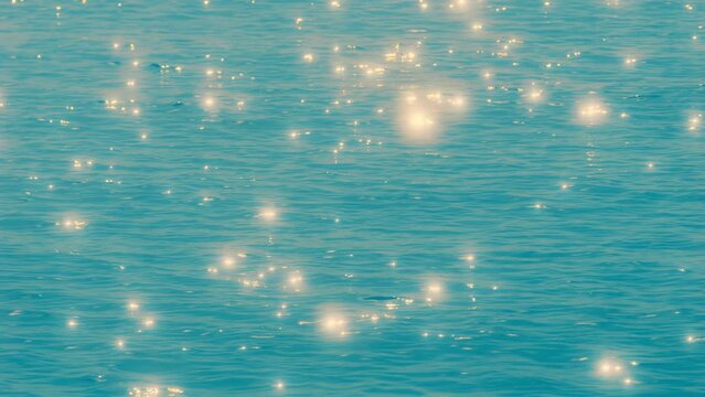 【夏】海の波がきらきらと反射しながら流れる風景　スローモーション	