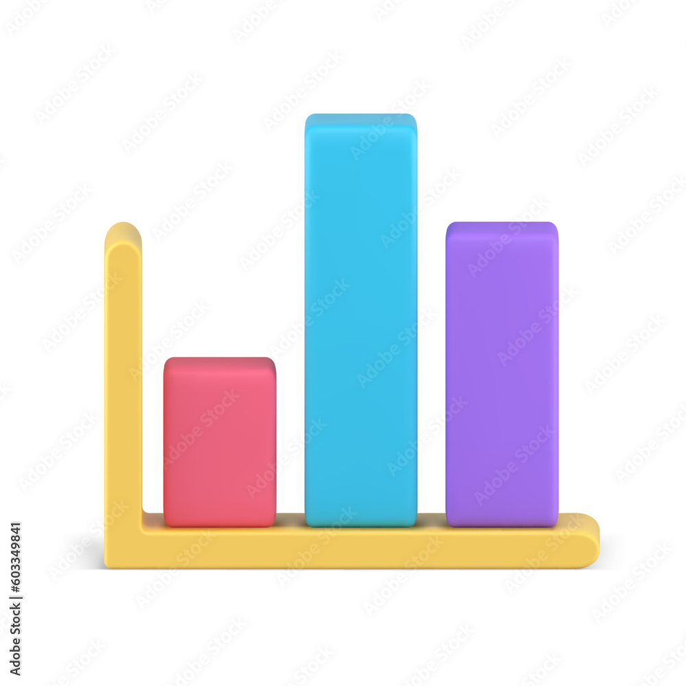 Poster dynamic bar diagram statistical business infographic element 3d icon realistic vector illustration