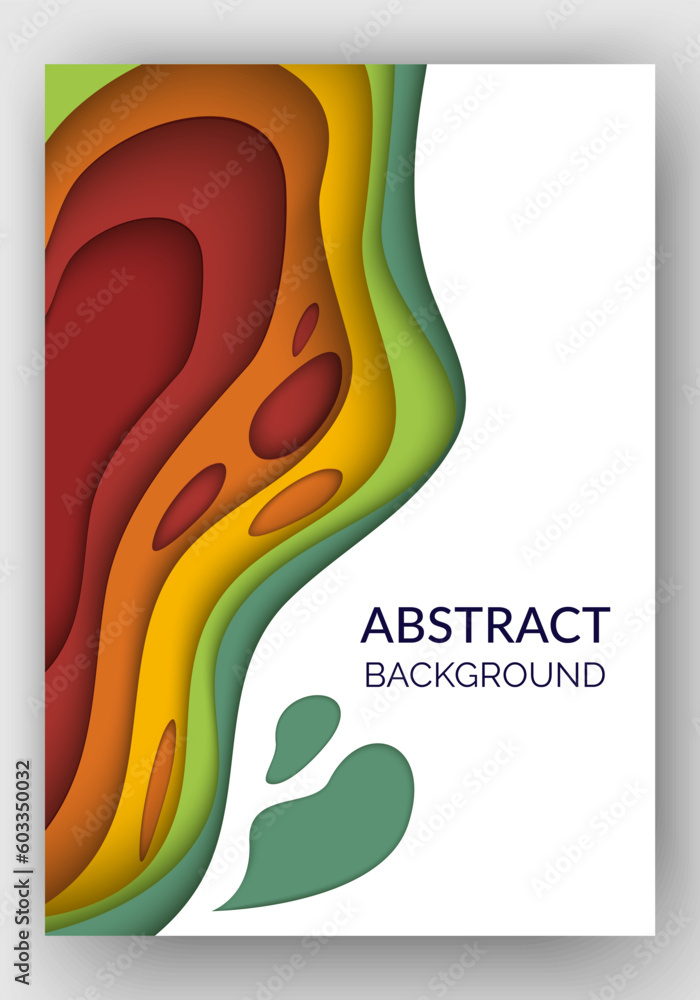 Poster abstract background with color waves, paper art illustration with liquid figures. dynamic color shap