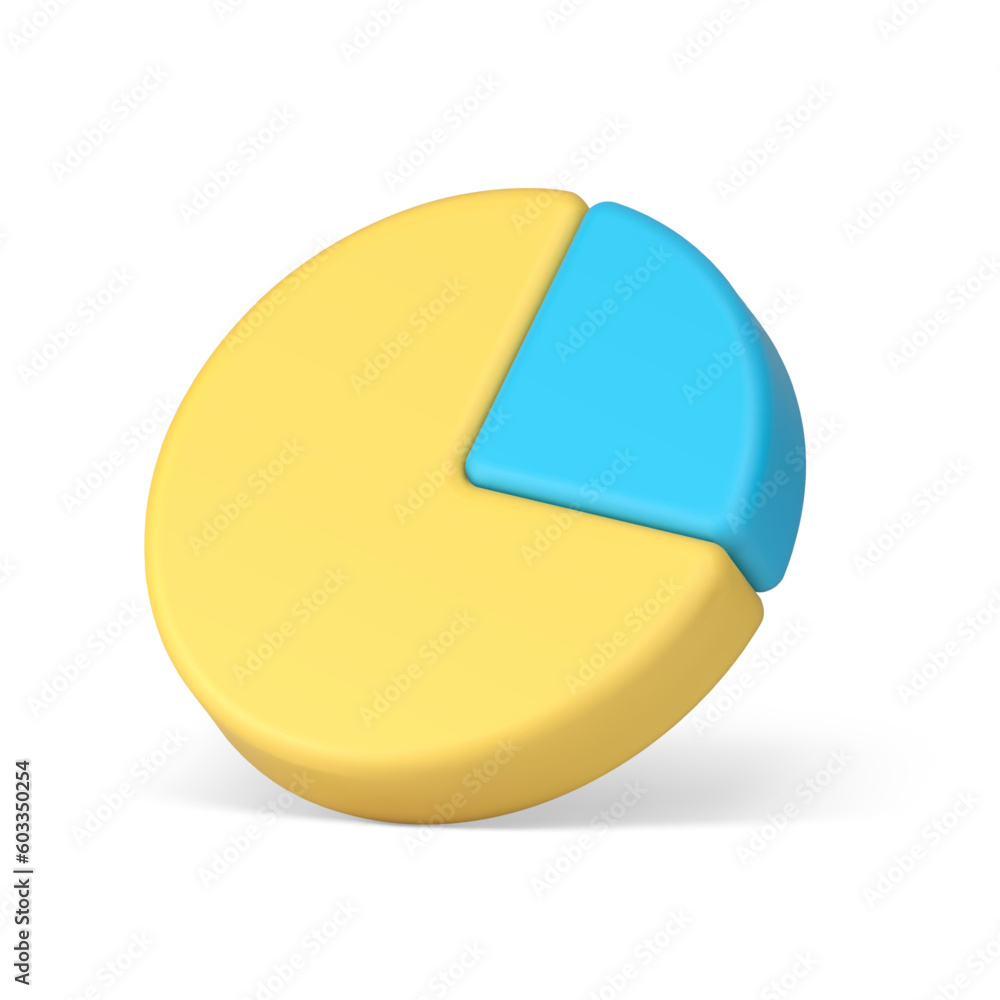 Poster chart pie round diagram with section business project market analysis report 3d icon vector