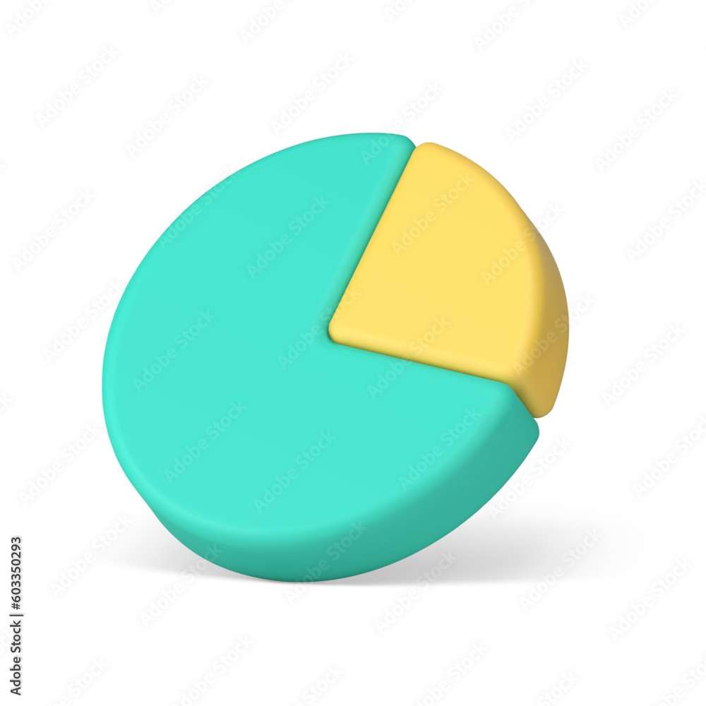 Poster statistic chart pie report marketing research diagram with section 3d icon realistic vector