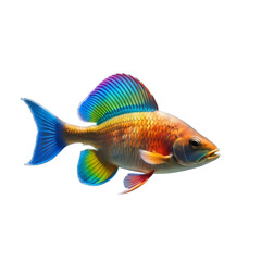 Colorful fish, rainbow fish, sea fish, isolated, transparent background, no background. PNG. Generative AI.