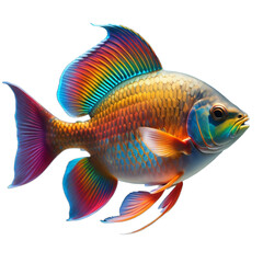 Fototapeta premium Colorful fish, rainbow fish, sea fish, isolated, transparent background, no background. PNG. Generative AI.