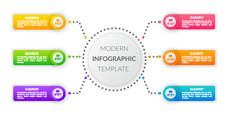 Abstract background with steps, parts, options, processes template. Graphical way of presenting information, data and knowledge. Banner with infographic editions. Business graphic, chart with icons