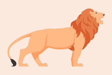 Flat vector illustration of a roaring lion