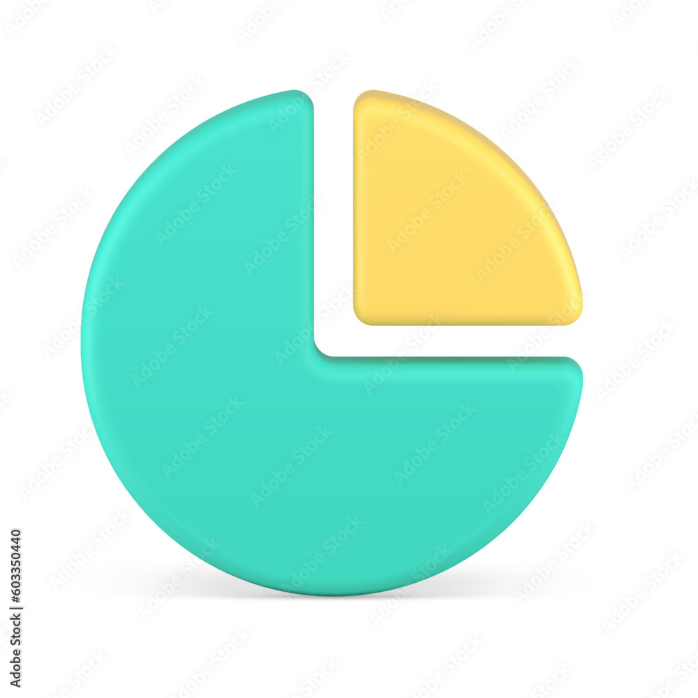 Poster business analyzing chart pie graph with segment accounting data checking 3d icon realistic vector