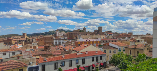 Fototapeta premium Skyscape of Historic Quarter, Caceres, Extremadura, Spain